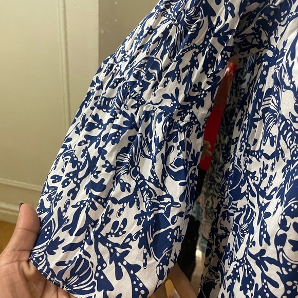 Lilly Pulitzer Navy and White Patterned Blouse - Picture 7 of 10